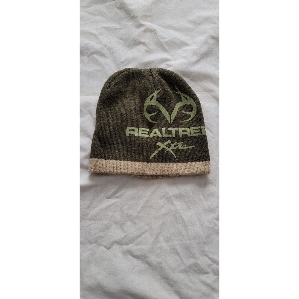 Realtree Xtra Camo Logo Knit Beanie Hat Olive Green OS Outdoor Hunting